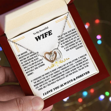 To My Beautiful Wife - Interlocking Hearts Necklace Gift Set - SLDDL0018 - Sunshine Letters Co